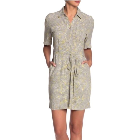 Equipment Yellow Mini Dress Axelle Animal Print Snake Print Dress New Size 4 - Picture 1 of 8